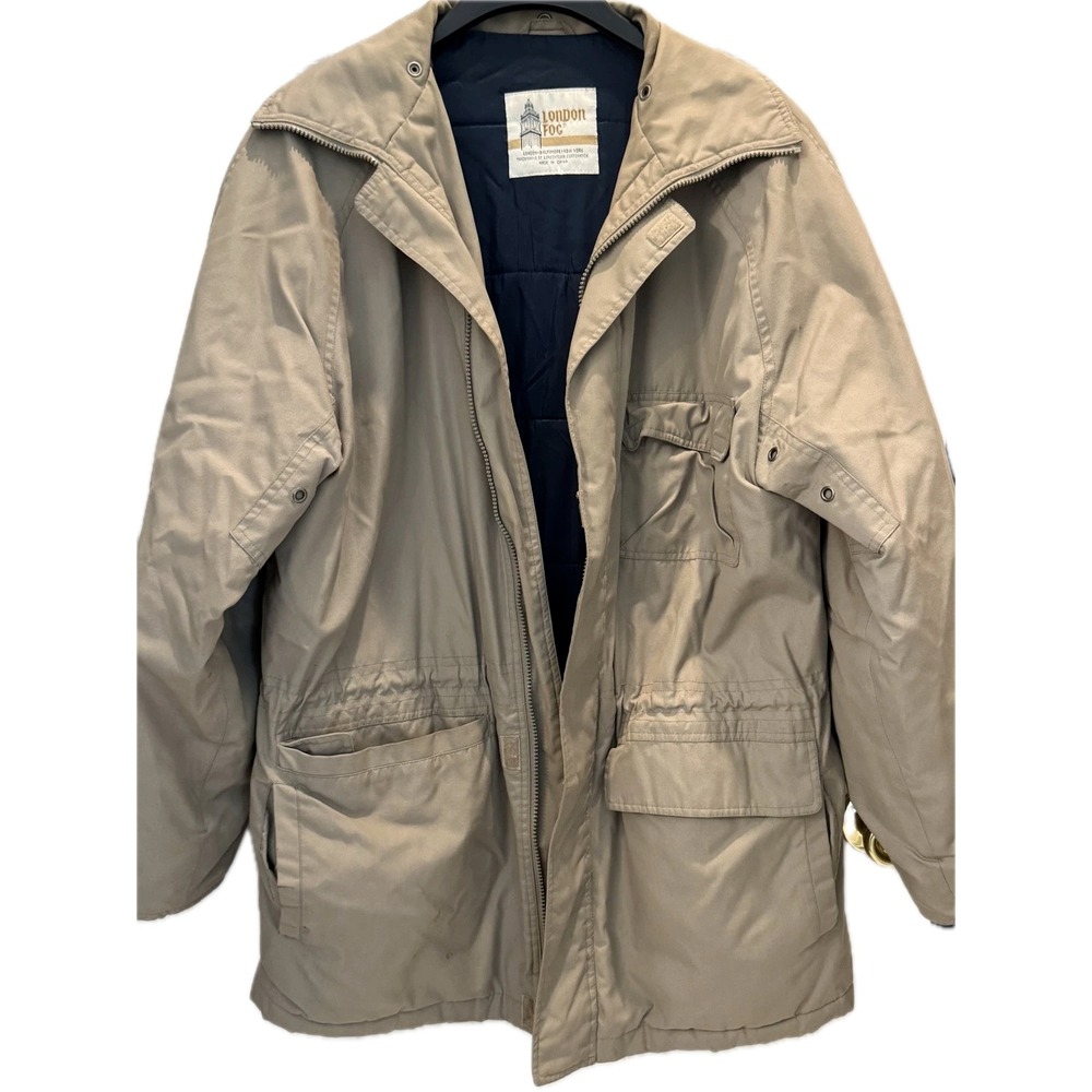 Vintage London Fog Men's Car‎ Coat Tan Lined Size 40 Long Button Front
